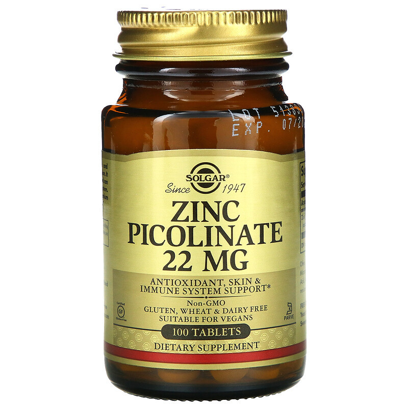 Cink pikolinat zinc picolinate 22 mg Solgar 100 tab