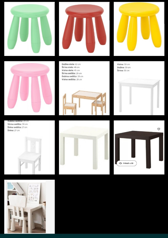 Sto i stolice za djecu Ikea,dostupno Ostalo