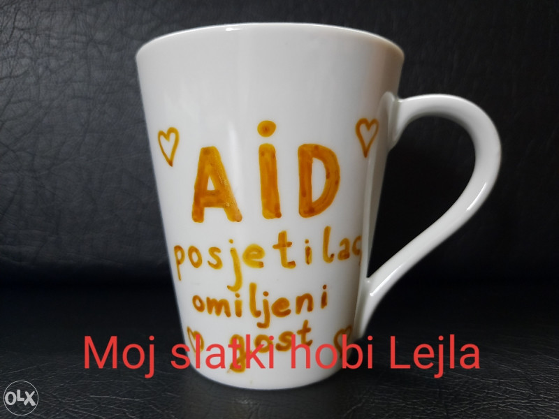 Solja/Solje sa natpisom, crtezom i tackanjem, rucni rad