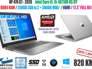 LAPTOP  HP 470 G7 - 2020  i5 10210u /17.3" FULL HD/RADEON