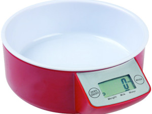 Vaga, kuhinjska, sa posudom, LCD display, crvena boja