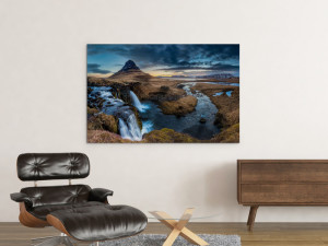 Canvas slika - Island, Izlazak sunca, Slapovi, Jezero