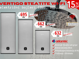 Atlantic bojler Vertigo Steatite WiFi 50l,80l,100l SIVI/AKCIJA