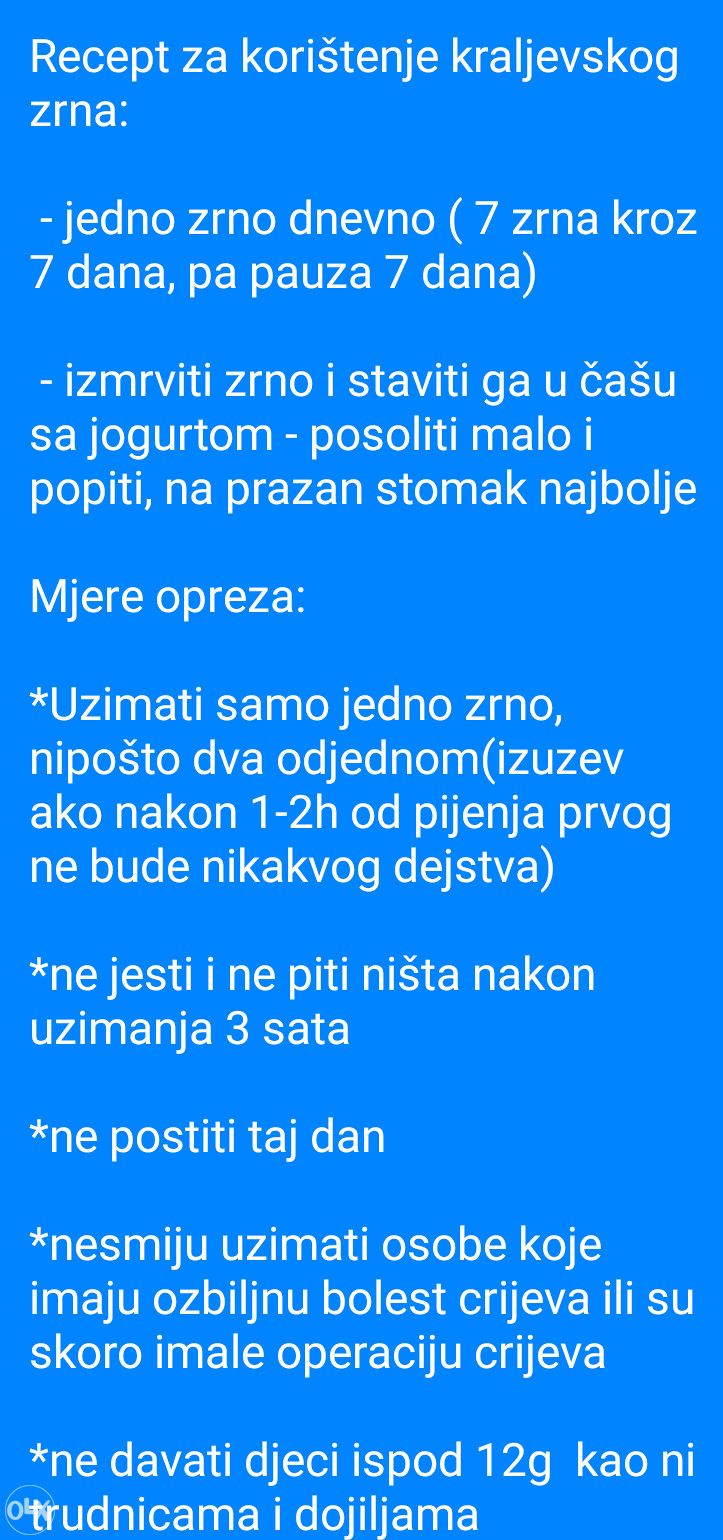 Kraljevsko zrno LIČNO KUPLJENO U RIJADU