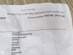 Dizne 1.6 HDI Peugeot 207, 307, 407, 308 - 0445110297