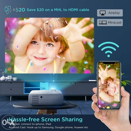 ABOX GC357 WIFI projektor, native 720p, HDMI, VGA, mobitel
