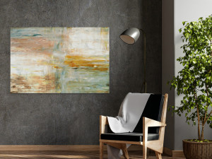 Canvas slika - Apstrakcija, Ulje, Bijela, Zelena Tirkiz