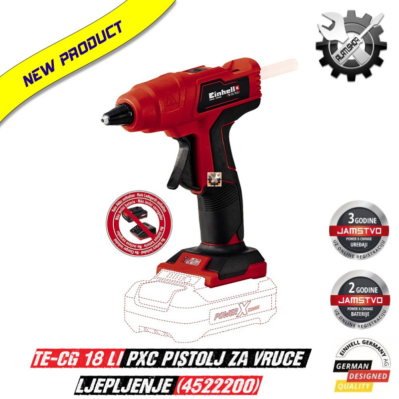 EINHELL TE-CG 18 LI PXC AKU PIŠTOLJ ZA VRUČE LJEPLJENJE (4522200)