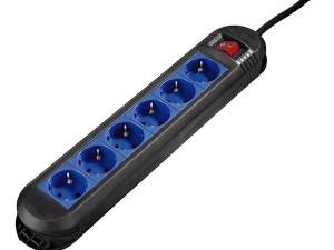 Produžni kabl HAMA,crno plavi  6 utičnica, 1.5m kabel
