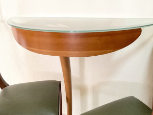 TAL. SET KONZOLA / STOL STAKLO I OGLEDALO - DRVO MASIV