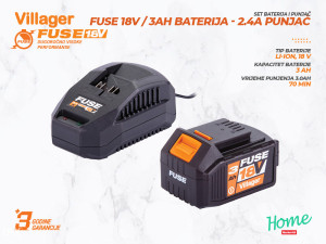 Villager set FUSE - punjač 2.4Ah i baterija 18V 3Ah
