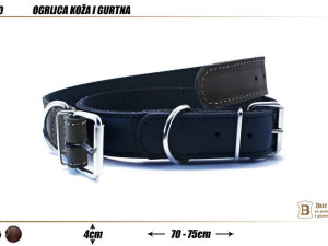 OGRLICA KAIŠ ZA PSA KOŽNA 1010 - 4,00CM ŠIRINA 70-75