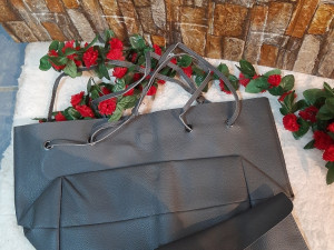 Moderna ženska siva kožna torba 2 u 1