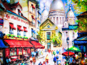 Canvas slika - Šarena slika, stari grad, Pariz, Šetnja