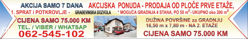 NADOGRADNJA na GARAZAMA - MOGUCE 2x Apartmana ili 1x STAN VISOKO