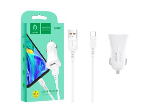 Auto punjač za mobitel DENMEN Micro, 3.1A, super fast