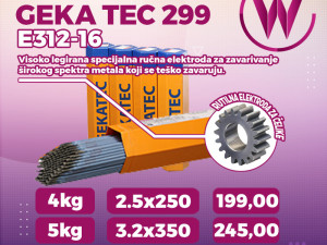 Elektroda za zupčanike, alatne čelike Geka 299 Super