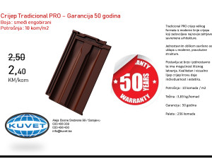 Crijep Tradicional PRO, Boja:smeđa, Garancija 50 godina