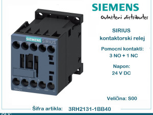 SIEMENS pomoćni sklopnik 3NO 1NC 24V DC 3RH2131-1BB40