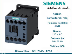 SIEMENS pomoćni sklopnik 110V AC 4NO 3RH2140-1AF00