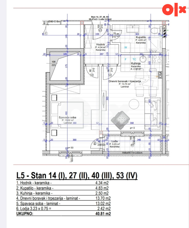 Stan 40 m2, Lazarevo 2