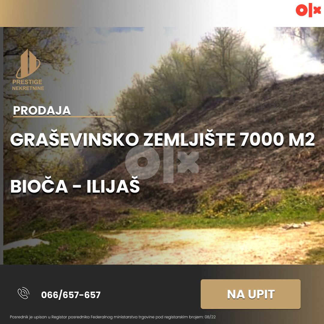 POVOLJNO - ZEMLJIŠTE U BIOČA (ILIJAŠ) 7000m2