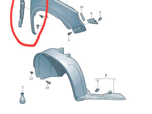 Prednja desna plastika na blatobranu VW Tiguan 5N082111