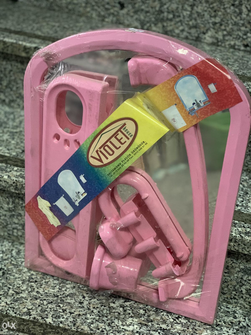 Ogledalo za kupatilo / wc komplet roze set