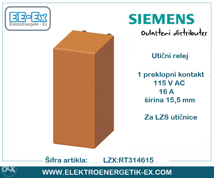 SIEMENS Relej 1CO 115VAC 16A 15.5mm LZX:RT314615