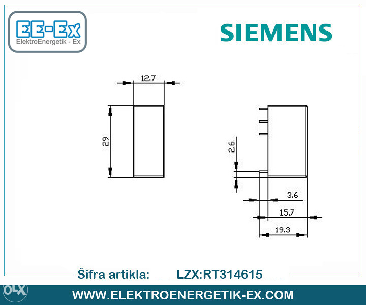 SIEMENS Relej 1CO 115VAC 16A 15.5mm LZX:RT314615