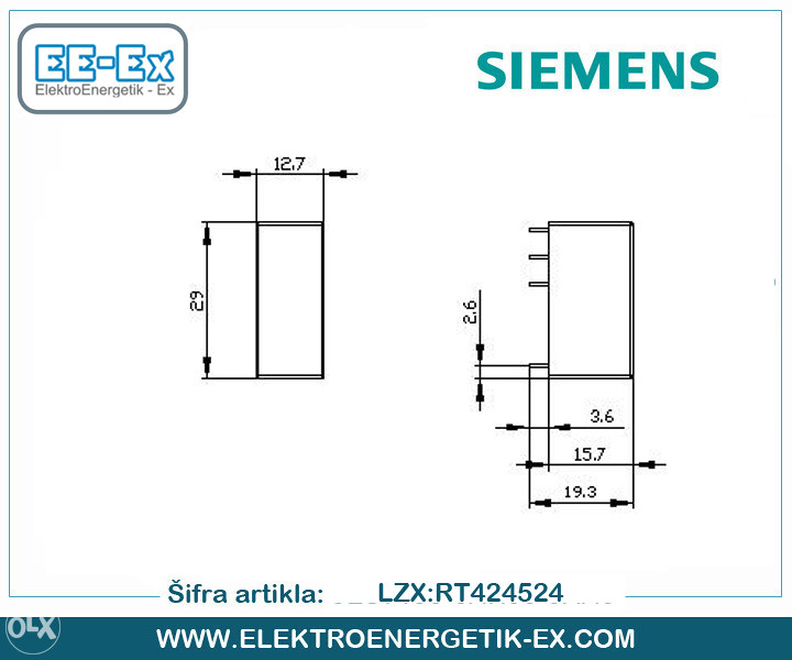 SIEMENS Relej 2CO 24VAC 8A 15,5mm LZX:RT424524