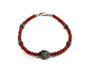 Narukvica srebro 925 srebrena zenska koral koralna