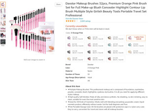 Amazon Daxstar, četkice za šminkanje set, 32 komada