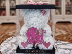 Veliki XL 38cm baby boy i girl Medo od ruza - cvijetni