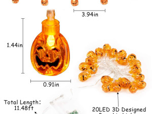 20 LED dekorativnih lampica, bundeve, Halloween