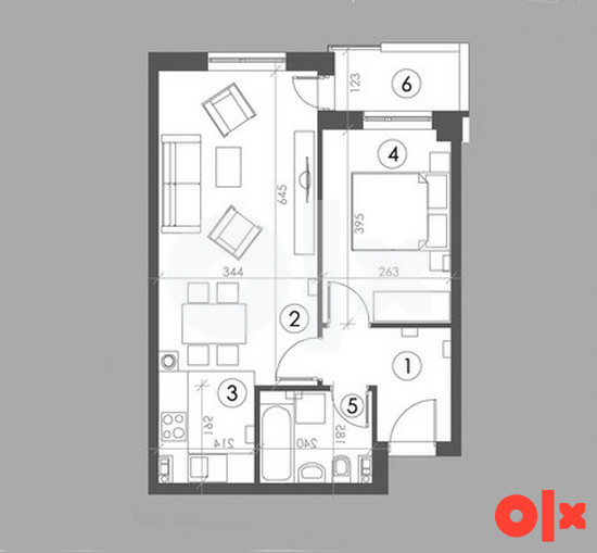 Novogradnja dvosoban stan 45 m2 Nova Starčevica 2