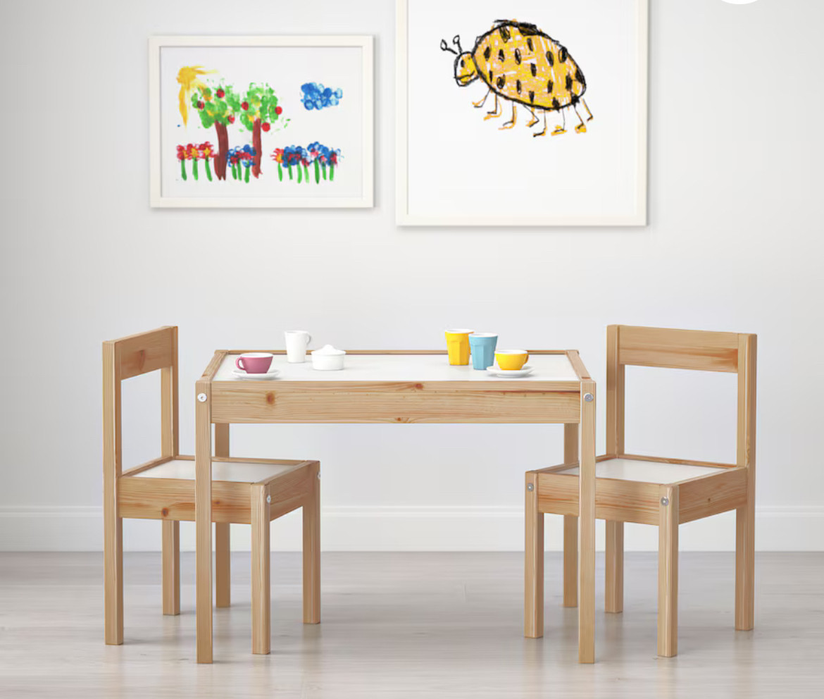 Ikea djeciji sto i stolice drveni set