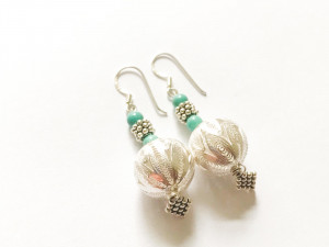 Nausnice tirkiz filigran srebro 925 srebrene zenske