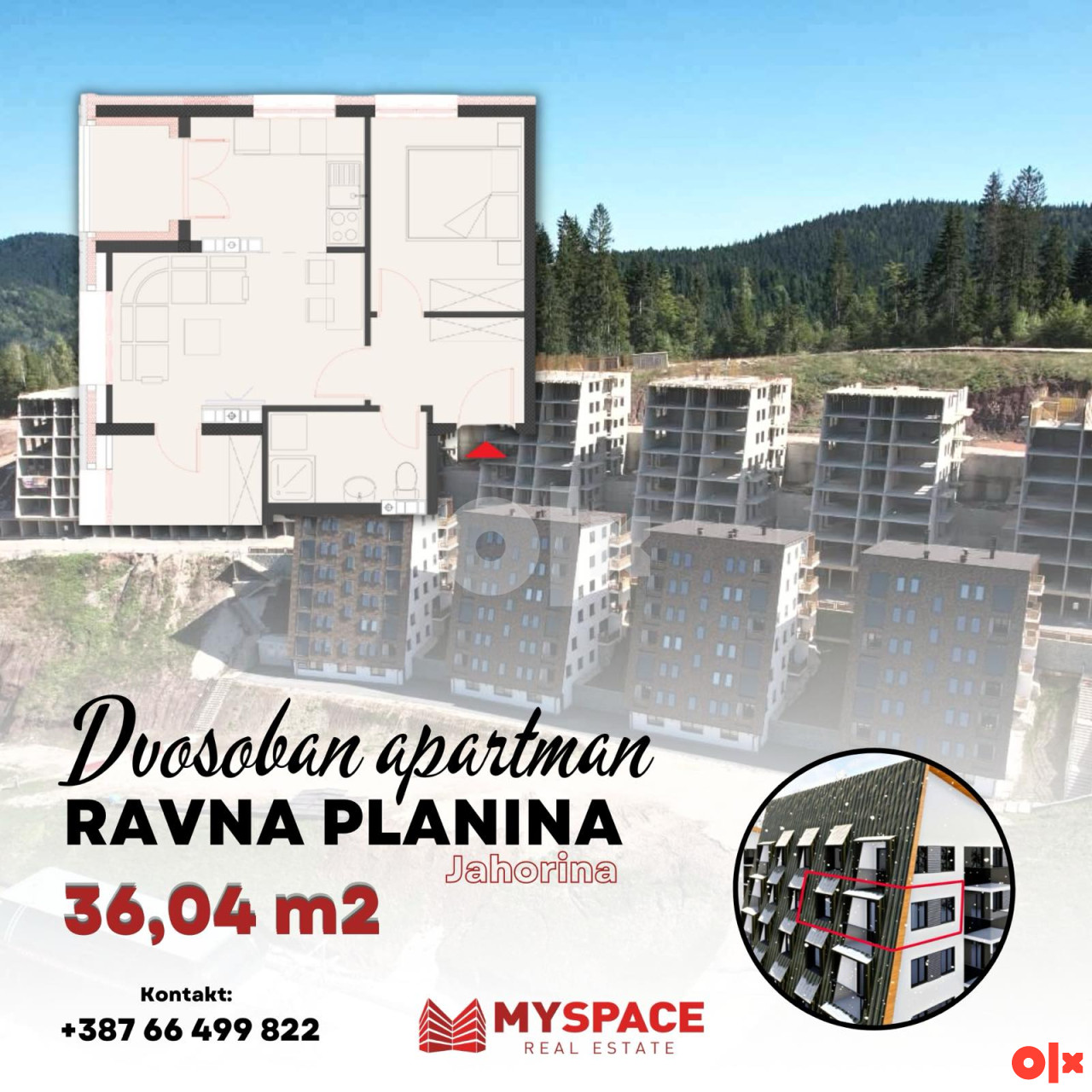 Apartman sa spavacom sobom/ Ravna planina/ 36m2