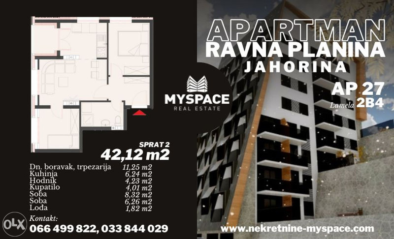 Apartman sa dvije spavace sobe/ Ravna planina/ 42m2 3