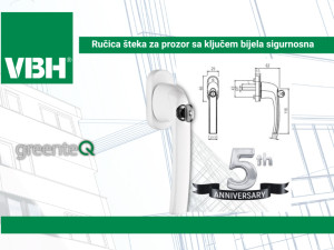 Ručica šteka za prozor sa ključem bijela sigurnosna