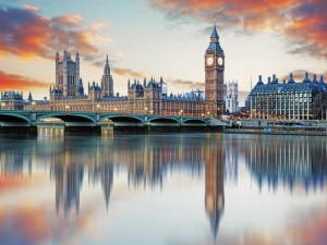 Canvas slika - London, Rijeka Temza, Big Ben, Parlament