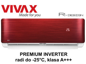 Vivax 12-ka INVERTER do -25 A+++ 12CH35AERI CRVENA dva grijača