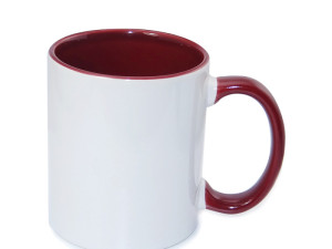 Subli šalica ručka i unutrašnjost u maroon boji