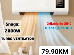 Zidna grijalica 2u1, grijanje+hladjenje sa ventilatorom 2000W
