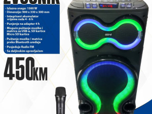 Karaoke zvučnik sa bluetooth-om-Izlazna snaga 1500 W