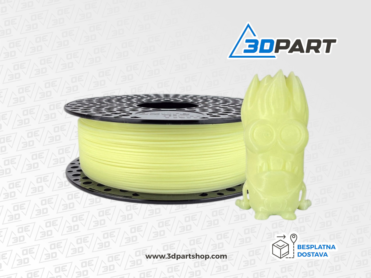 PLA filament Azurefilm UV Light Yellow 1.75mm 1kg 3D