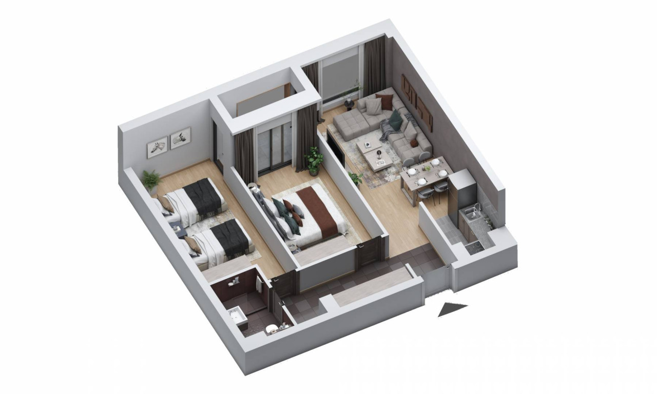 Apartman dvije spavaće sobe 60m2 Snježna Dolina 2