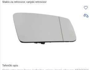 Staklo za retrovizor desni a klasa w176 cla c117