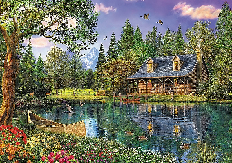 Puzzle - vikendica na jezeru | 4000 komada